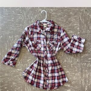Plaid Kids Shirt with Embroidered Details
